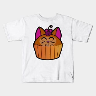 Catcake With Mouse-Cherry - Orange Kids T-Shirt